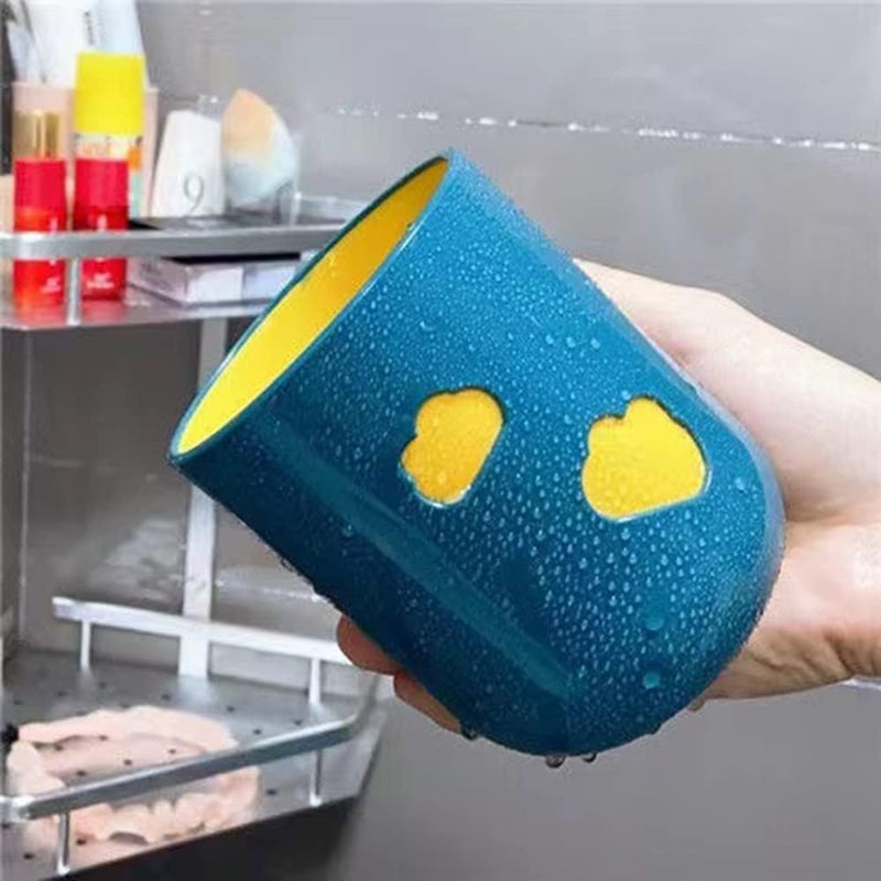 RabyLeo Simple Cloud Mouthwash Cup - Creative Cute Couple's Cup (Dark Green & Light Blue) - Image 4